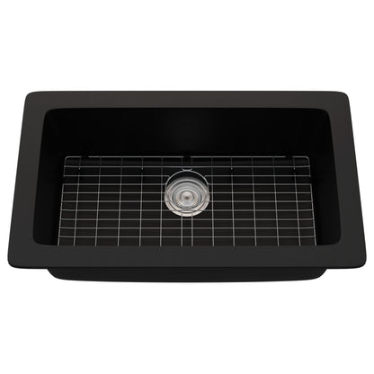StoneCore 30-inch Single Bowl Kitchen Sink in Black - NKS-SC30SB-BLCK