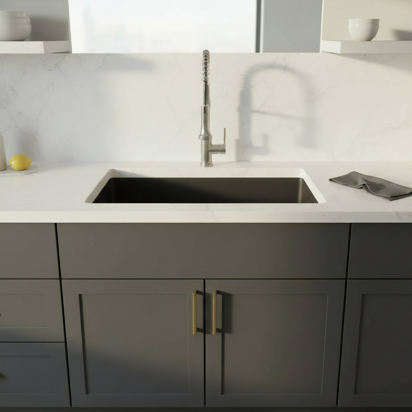 StoneCore 30-inch Single Bowl Kitchen Sink in Black - NKS-SC30SB-BLCK