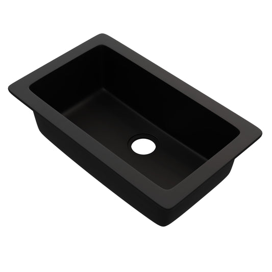StoneCore 30-inch Single Bowl Kitchen Sink in Black - NKS-SC30SB-BLCK