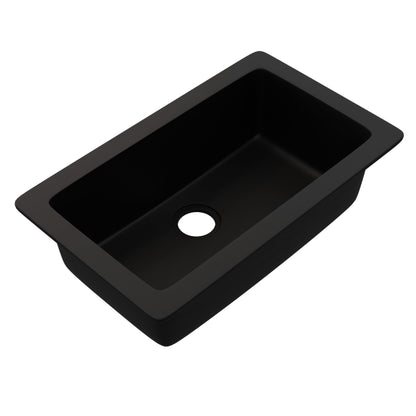 StoneCore 30-inch Single Bowl Kitchen Sink in Black - NKS-SC30SB-BLCK