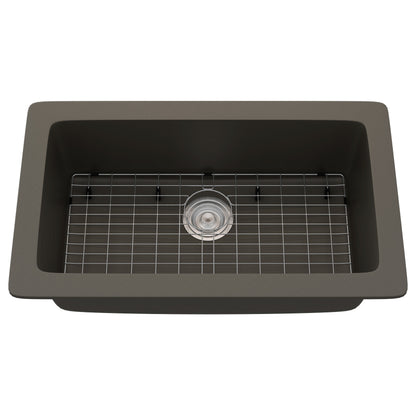 StoneCore 30-inch Single Bowl Kitchen Sink in Granite Ash - NKS-SC30SB-GRASH