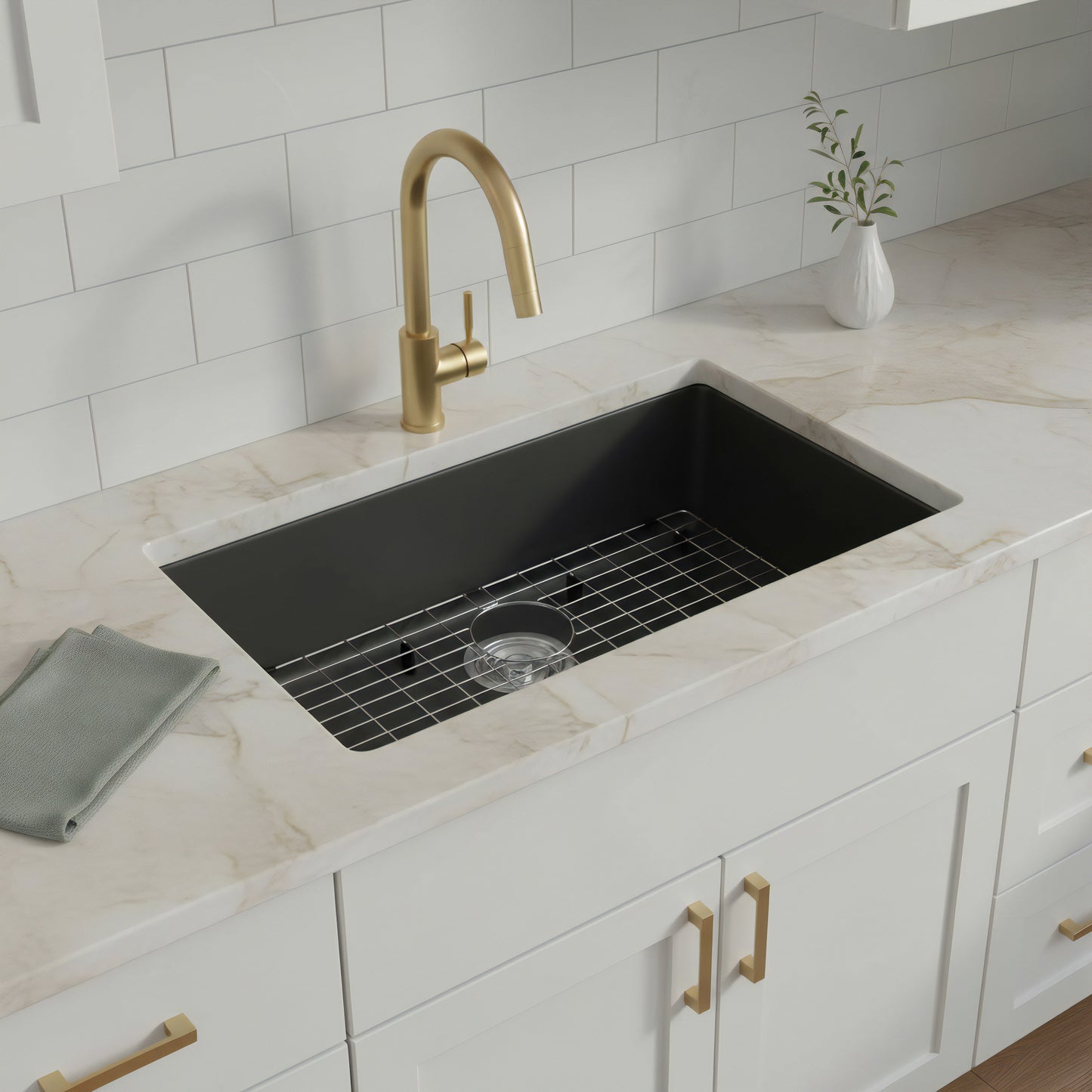 StoneCore 30-inch Single Bowl Kitchen Sink in Graphite - NKS-SC30SB-GRPH