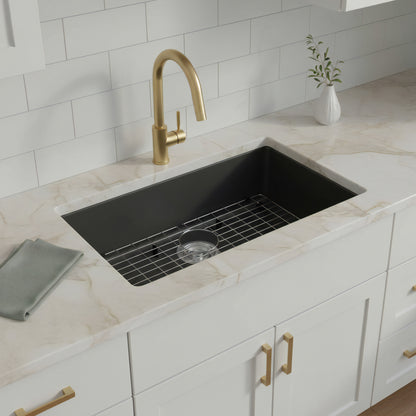 StoneCore 30-inch Single Bowl Kitchen Sink in Graphite - NKS-SC30SB-GRPH