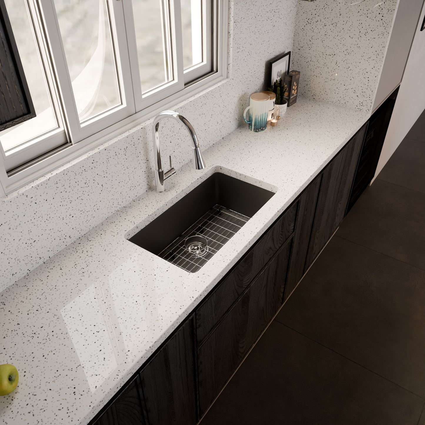 StoneCore 30-inch Single Bowl Kitchen Sink in Graphite - NKS-SC30SB-GRPH