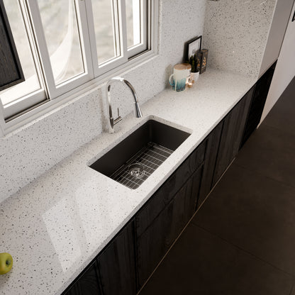 StoneCore 30-inch Single Bowl Kitchen Sink in Graphite - NKS-SC30SB-GRPH