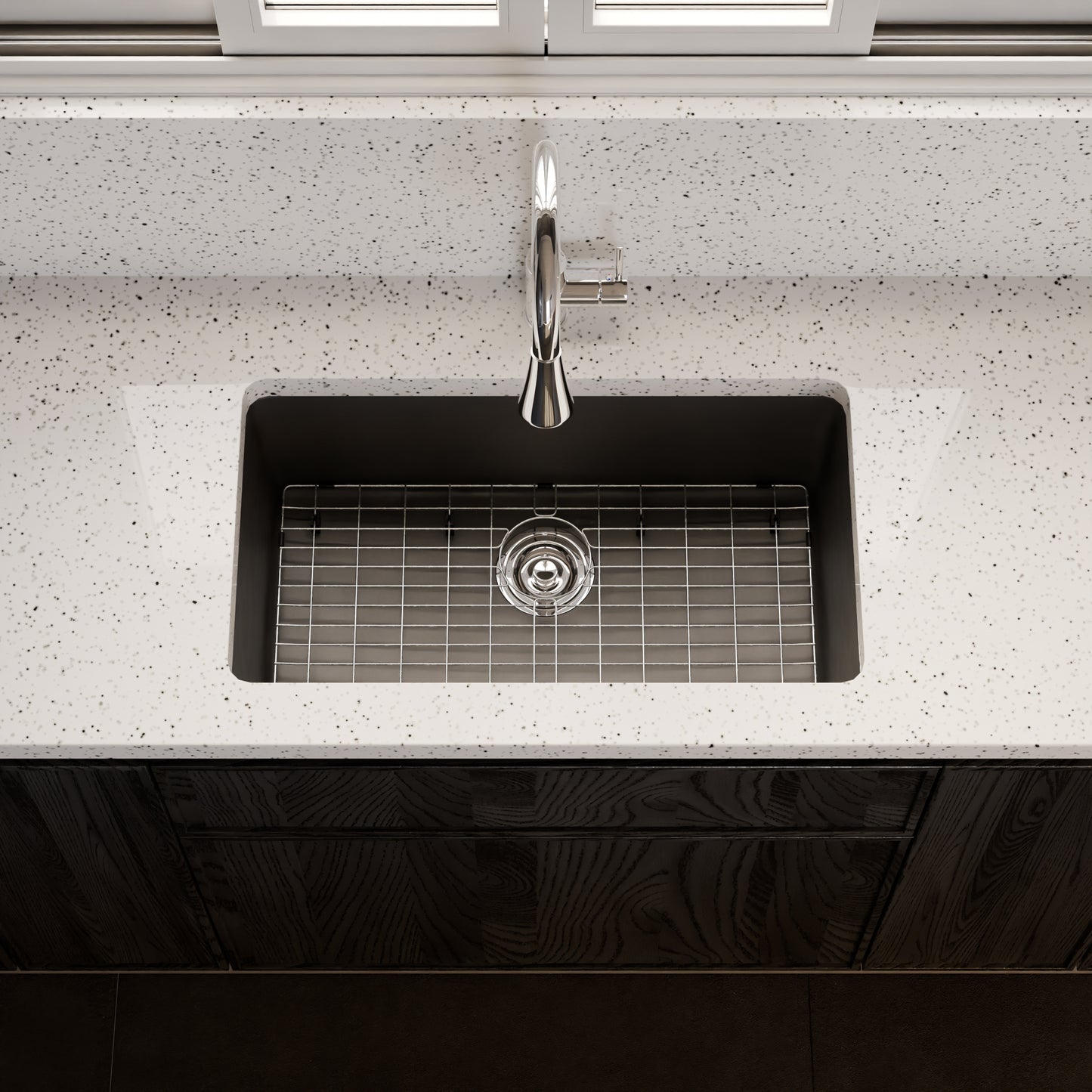 StoneCore 30-inch Single Bowl Kitchen Sink in Graphite - NKS-SC30SB-GRPH