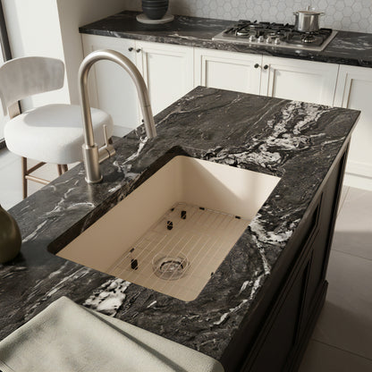 StoneCore 30-inch Single Bowl Kitchen Sink in Limestone - NKS-SC30SB-LMST