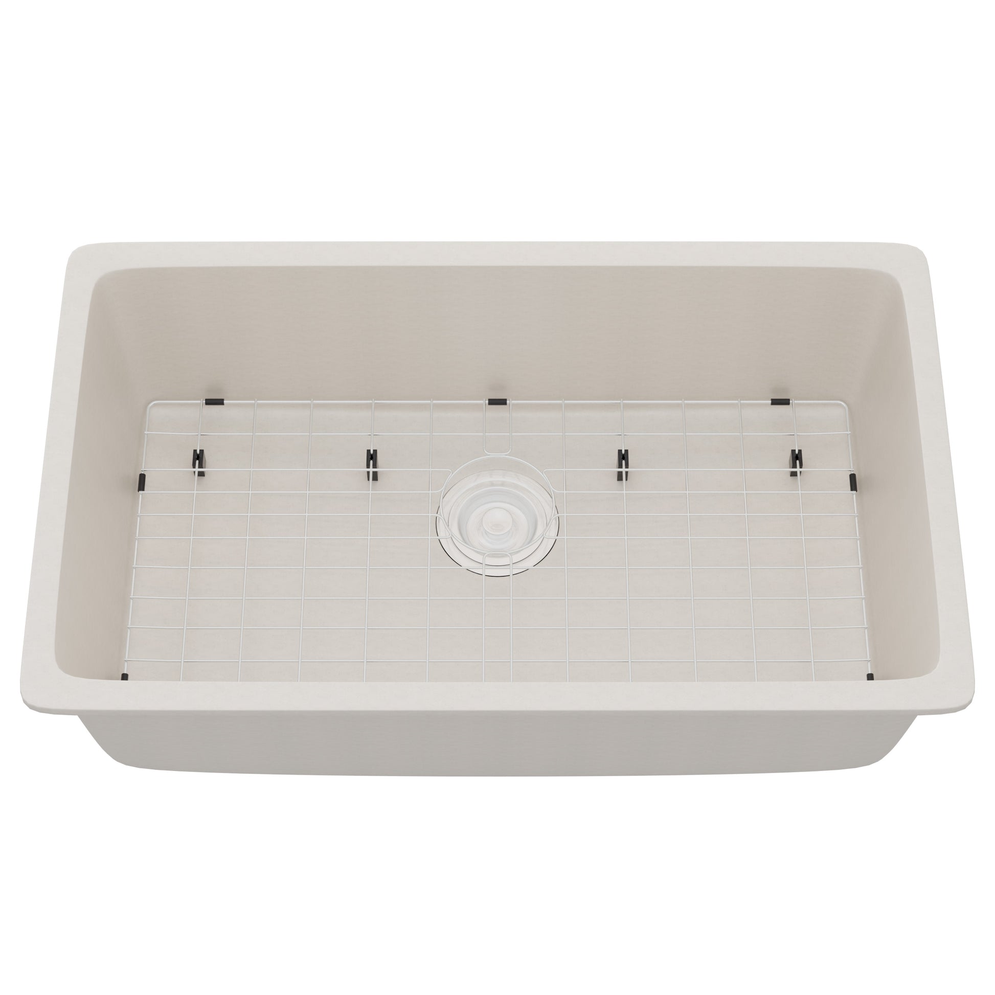 Novatto StoneCore 30-inch single bowl limestone kitchen sink with drain and grate, durable and stylish for modern kitchens.