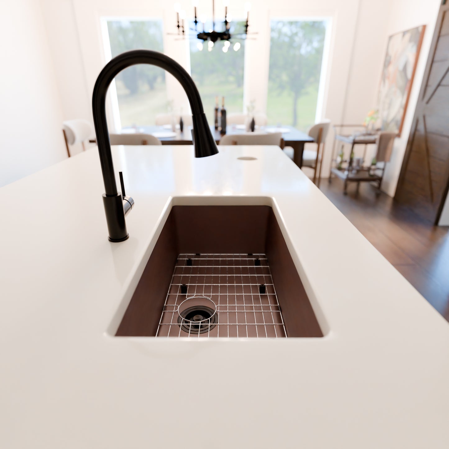 StoneCore 30-inch Single Bowl Kitchen Sink in Sienna Stone - NKS-SC30SB-SIESTN