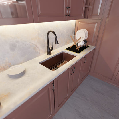 StoneCore 30-inch Single Bowl Kitchen Sink in Sienna Stone - NKS-SC30SB-SIESTN