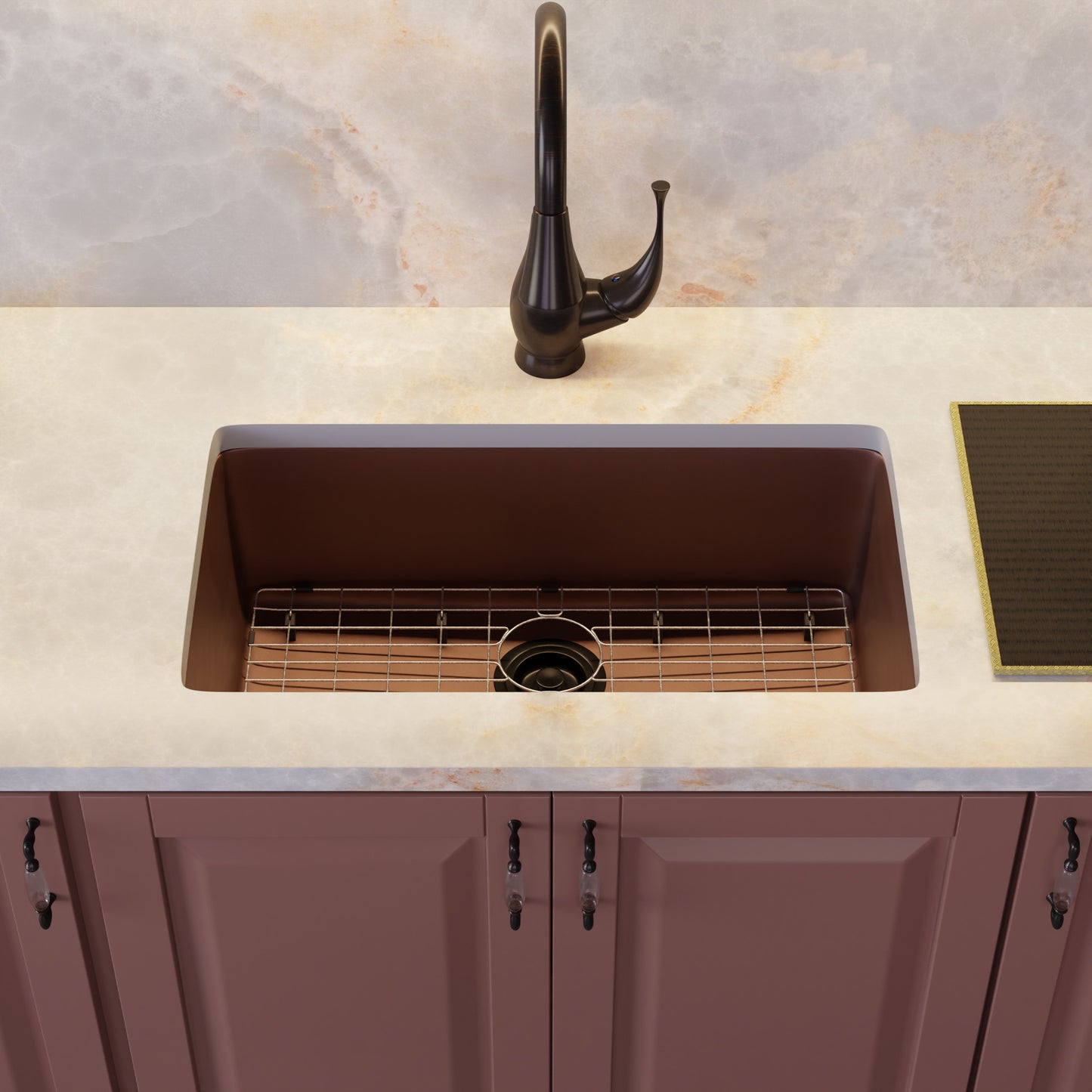 StoneCore 30-inch Single Bowl Kitchen Sink in Sienna Stone - NKS-SC30SB-SIESTN