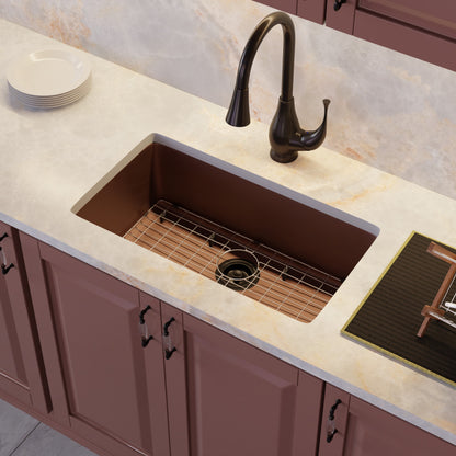 StoneCore 30-inch Single Bowl Kitchen Sink in Sienna Stone - NKS-SC30SB-SIESTN