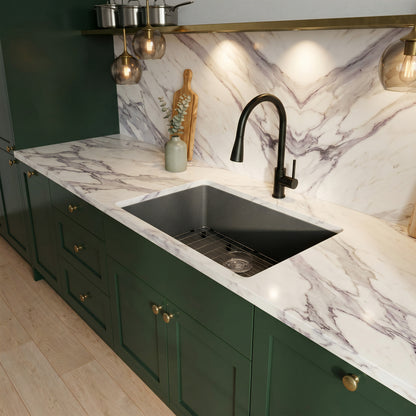 StoneCore 30-inch Single Bowl Kitchen Sink in Silver Granite - NKS-SC30SB-SLVGRNT