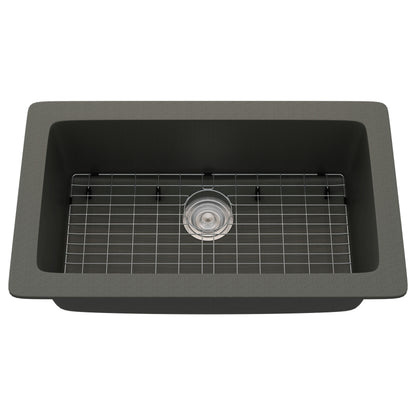 StoneCore 30-inch Single Bowl Kitchen Sink in Silver Granite - NKS-SC30SB-SLVGRNT