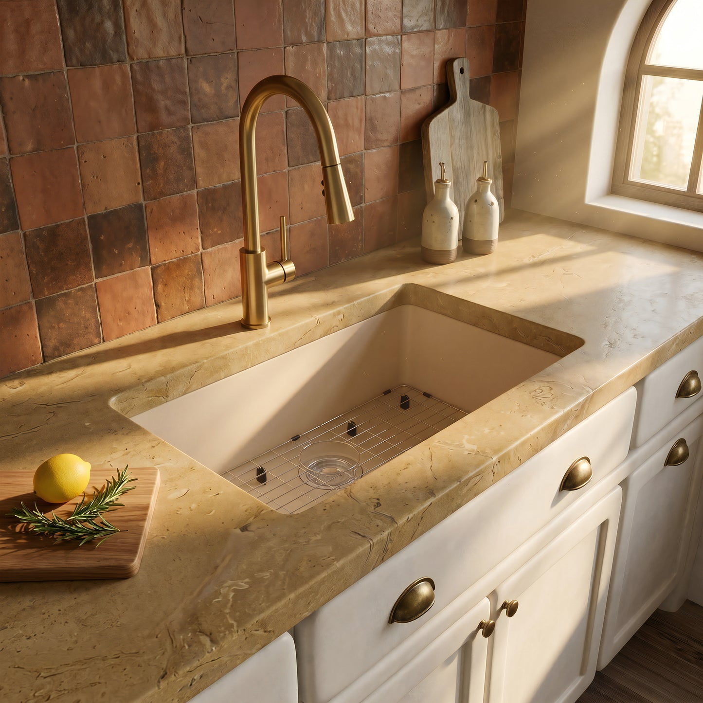 StoneCore 30-inch Single Bowl Kitchen Sink in Sandstone - NKS-SC30SB-SNDS