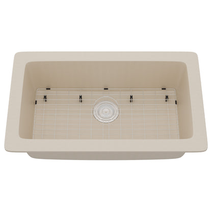 StoneCore 30-inch Single Bowl Kitchen Sink in Sandstone - NKS-SC30SB-SNDS