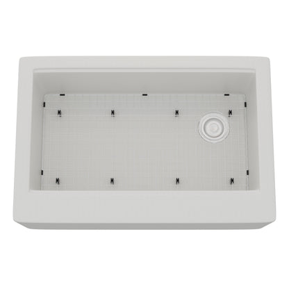 StoneCore Single Bowl Farmhouse Kitchen Sink Kit in Alpine White - NKS-SC33SBFARM-ALPWHT