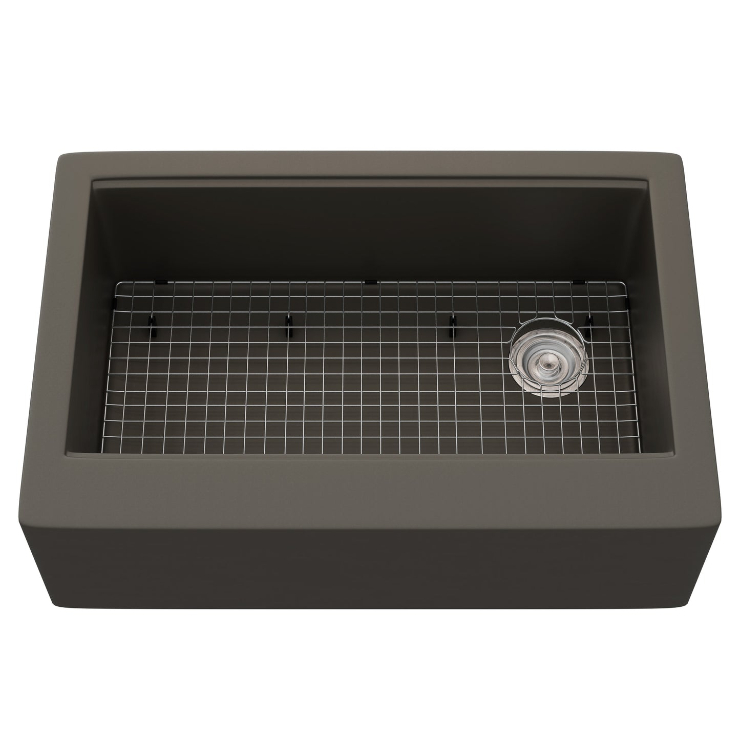 StoneCore Single Bowl Farmhouse Kitchen Sink Kit in Granite Ash - NKS-SC33SBFARM-GRASH
