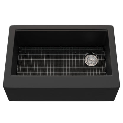 StoneCore Single Bowl Farmhouse Kitchen Sink Kit in Graphite - NKS-SC33SBFARM-GRPH