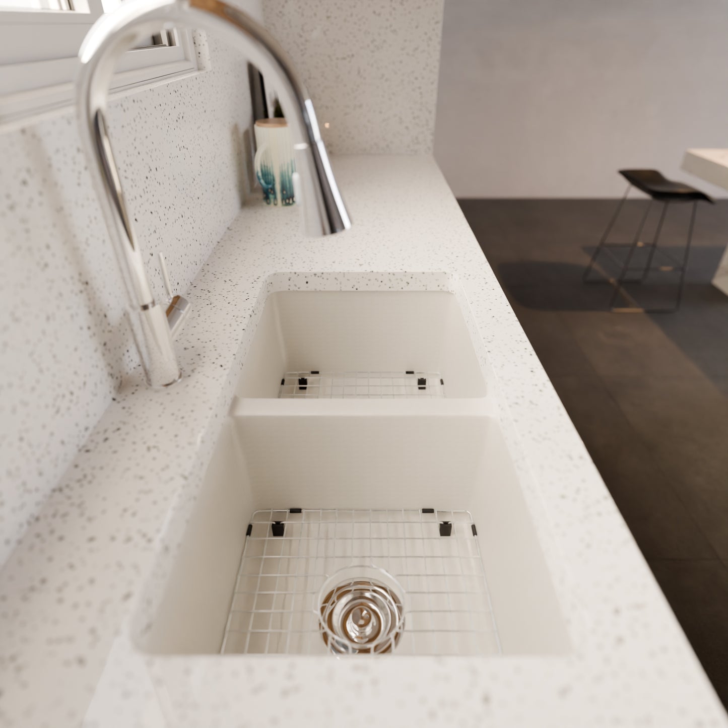 StoneCore 50/50 Double Bowl Kitchen sink in Alpine White - NKS-SC5050-ALPWHT