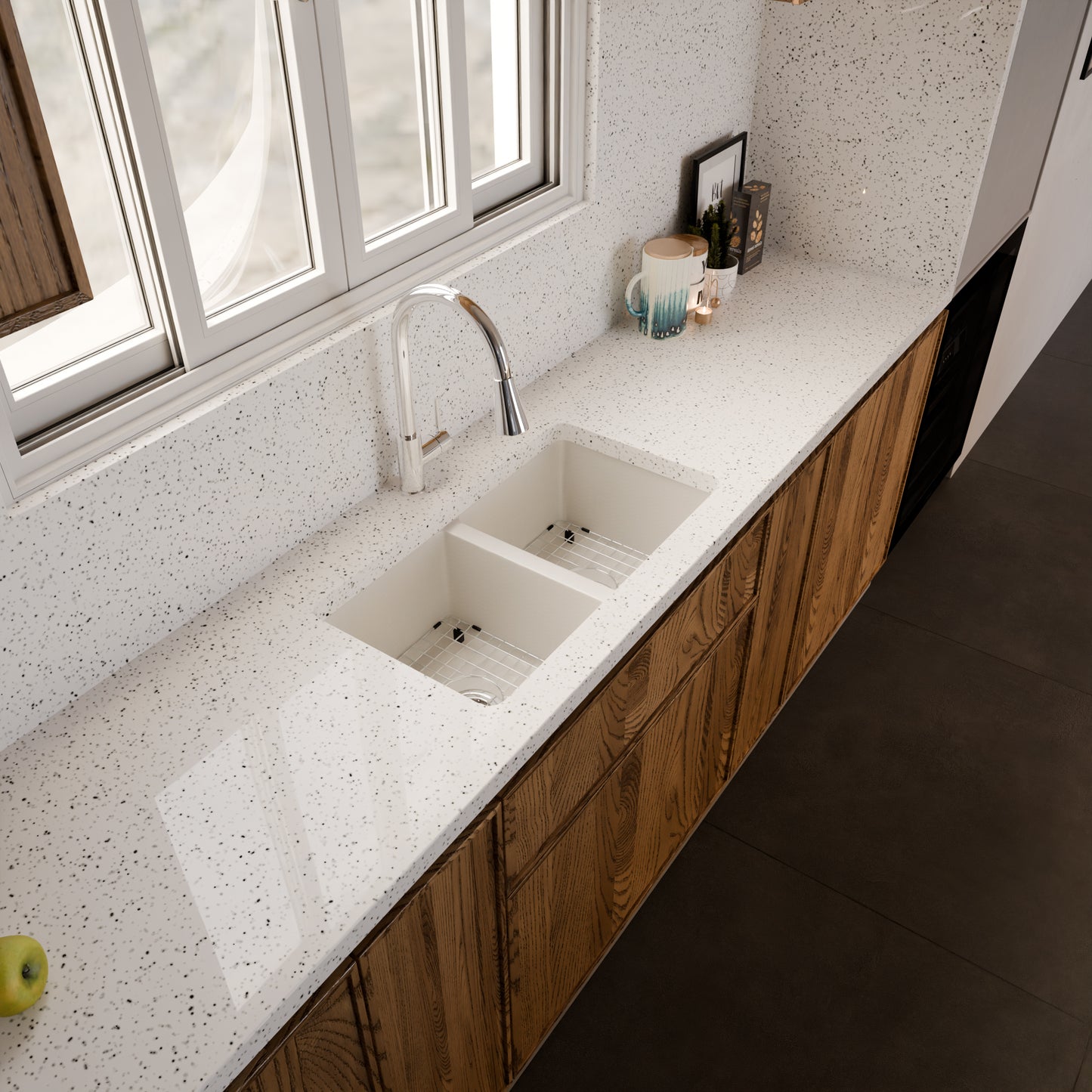 StoneCore 50/50 Double Bowl Kitchen sink in Alpine White - NKS-SC5050-ALPWHT