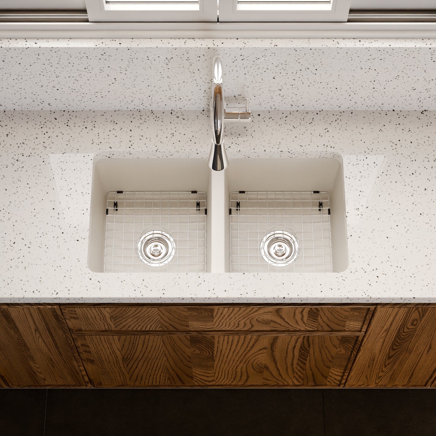 StoneCore 50/50 Double Bowl Kitchen sink in Alpine White - NKS-SC5050-ALPWHT