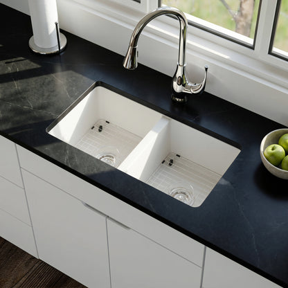 StoneCore 50/50 Double Bowl Kitchen sink in Alpine White - NKS-SC5050-ALPWHT