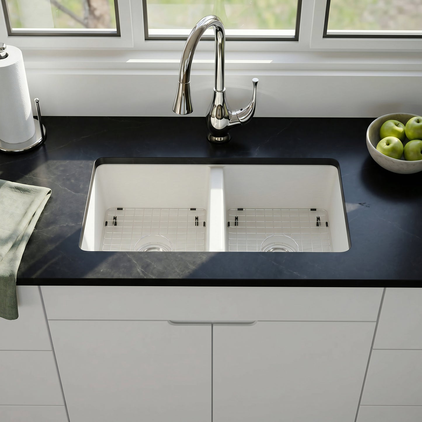 StoneCore 50/50 Double Bowl Kitchen sink in Alpine White - NKS-SC5050-ALPWHT