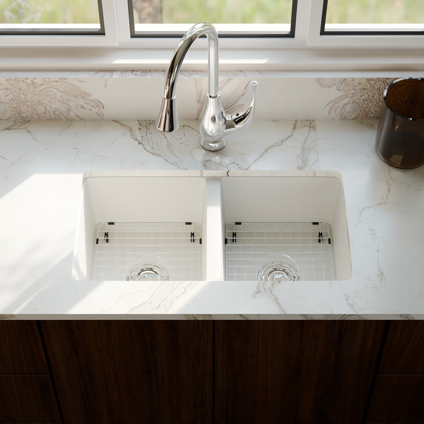 StoneCore 50/50 Double Bowl Kitchen sink in Alpine White - NKS-SC5050-ALPWHT