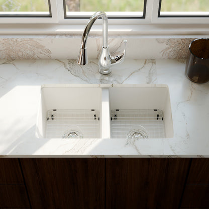 StoneCore 50/50 Double Bowl Kitchen sink in Alpine White - NKS-SC5050-ALPWHT