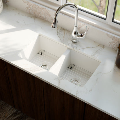 StoneCore 50/50 Double Bowl Kitchen sink in Alpine White - NKS-SC5050-ALPWHT
