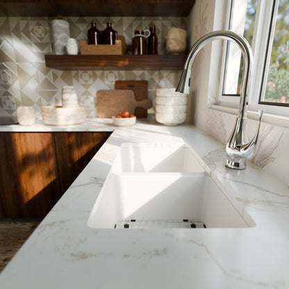 StoneCore 50/50 Double Bowl Kitchen sink in Alpine White - NKS-SC5050-ALPWHT