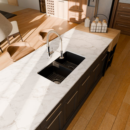 StoneCore 50/50 Double Bowl Kitchen sink in Black - NKS-SC5050-BLCK