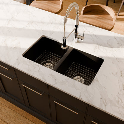 StoneCore 50/50 Double Bowl Kitchen sink in Black - NKS-SC5050-BLCK