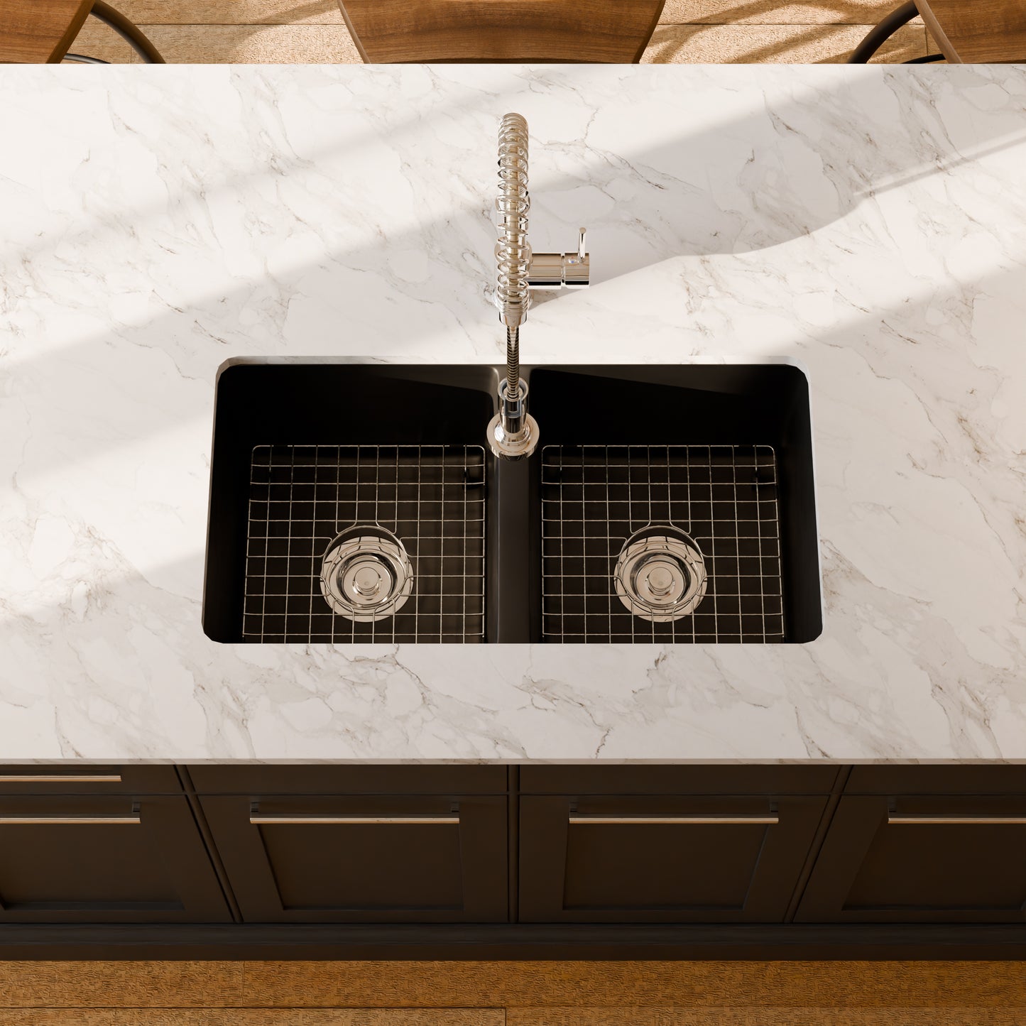 StoneCore 50/50 Double Bowl Kitchen sink in Black - NKS-SC5050-BLCK