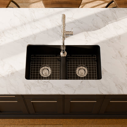 StoneCore 50/50 Double Bowl Kitchen sink in Black - NKS-SC5050-BLCK