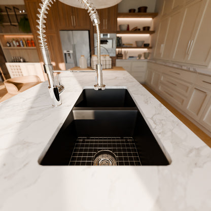 StoneCore 50/50 Double Bowl Kitchen sink in Black - NKS-SC5050-BLCK