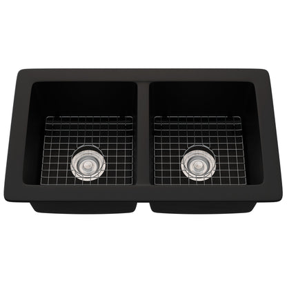 StoneCore 50/50 Double Bowl Kitchen sink in Black - NKS-SC5050-BLCK