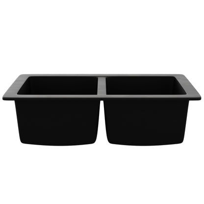StoneCore 50/50 Double Bowl Kitchen sink in Black - NKS-SC5050-BLCK