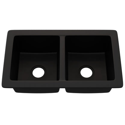StoneCore 50/50 Double Bowl Kitchen sink in Black - NKS-SC5050-BLCK