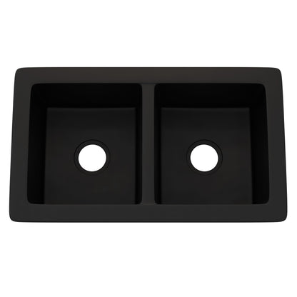 StoneCore 50/50 Double Bowl Kitchen sink in Black - NKS-SC5050-BLCK