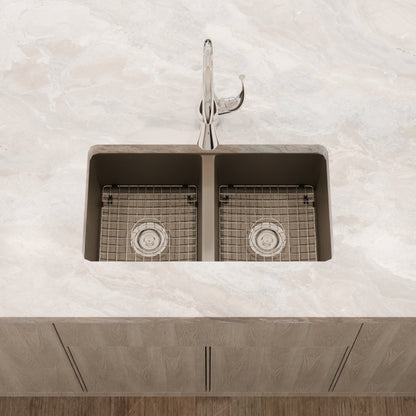 StoneCore 50/50 Double Bowl Kitchen sink in Granite Ash - NKS-SC5050-GRASH