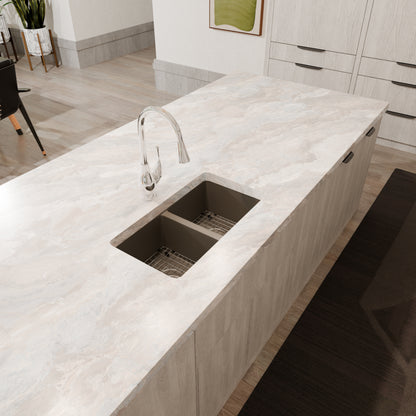 StoneCore 50/50 Double Bowl Kitchen sink in Granite Ash - NKS-SC5050-GRASH