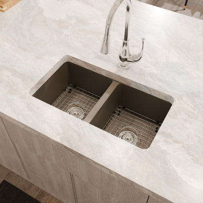 StoneCore 50/50 Double Bowl Kitchen sink in Granite Ash - NKS-SC5050-GRASH