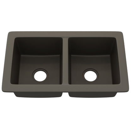 StoneCore 50/50 Double Bowl Kitchen sink in Granite Ash - NKS-SC5050-GRASH
