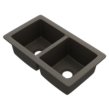 StoneCore 50/50 Double Bowl Kitchen sink in Granite Ash - NKS-SC5050-GRASH