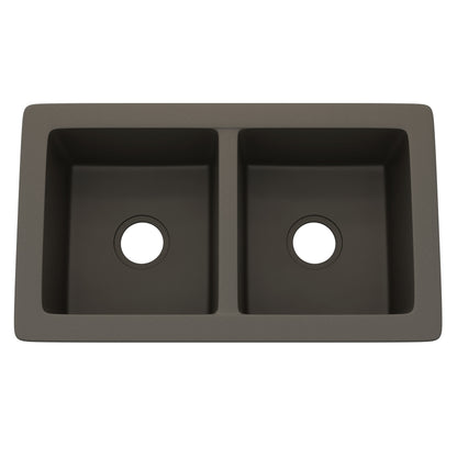 StoneCore 50/50 Double Bowl Kitchen sink in Granite Ash - NKS-SC5050-GRASH