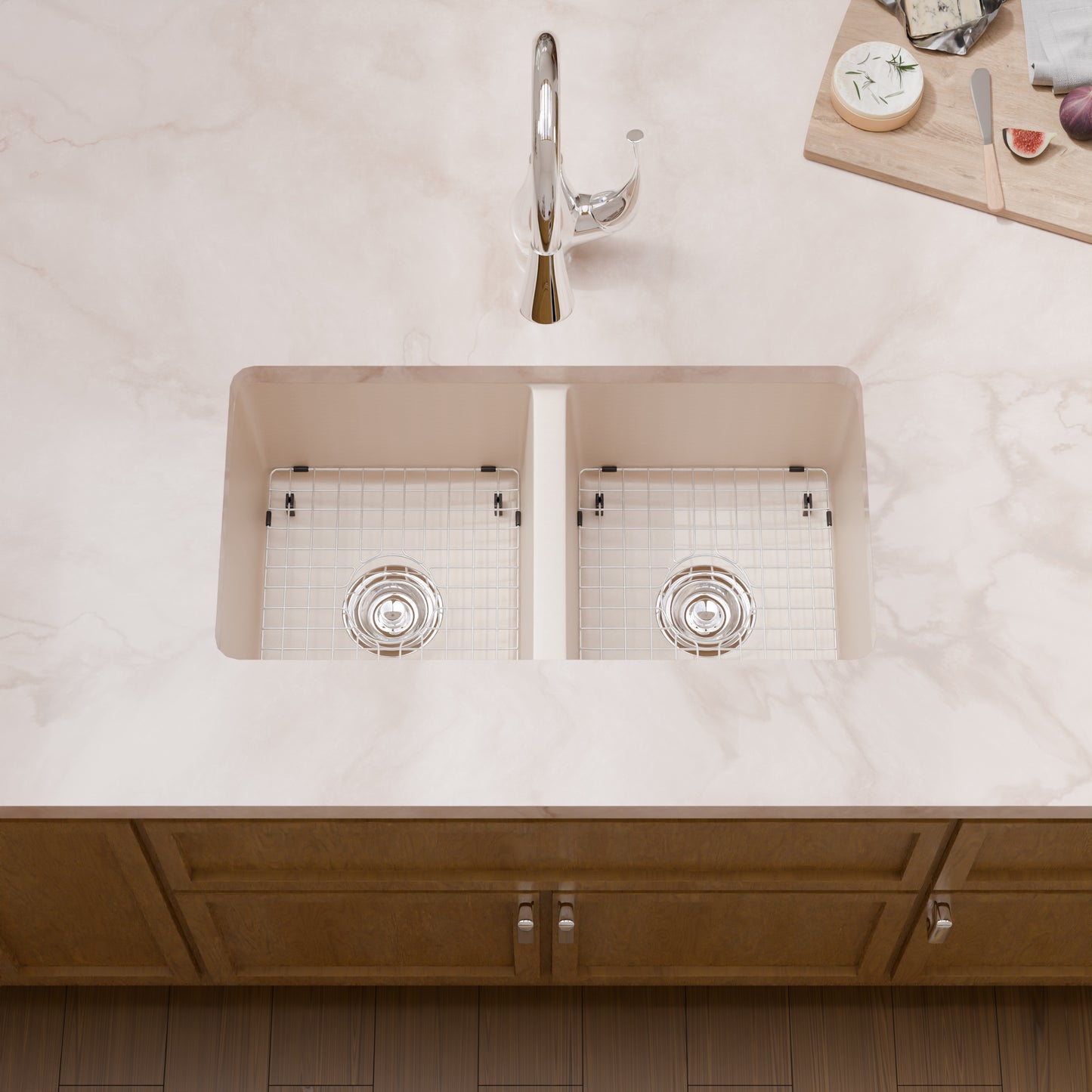StoneCore 50/50 Double Bowl Kitchen sink in Sandstone - NKS-SC5050-SNDS