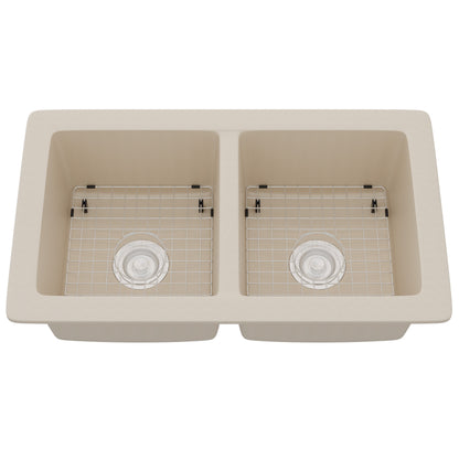 StoneCore 50/50 Double Bowl Kitchen sink in Sandstone - NKS-SC5050-SNDS