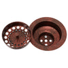 3.5" Hand-Hammered Copper Kitchen, Bar and Prep Sink Basket Drain - NKSD-001HC
